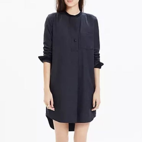 Madewell Latitude Grey Wool Blend Long Sleeve Shirt Dress Size L